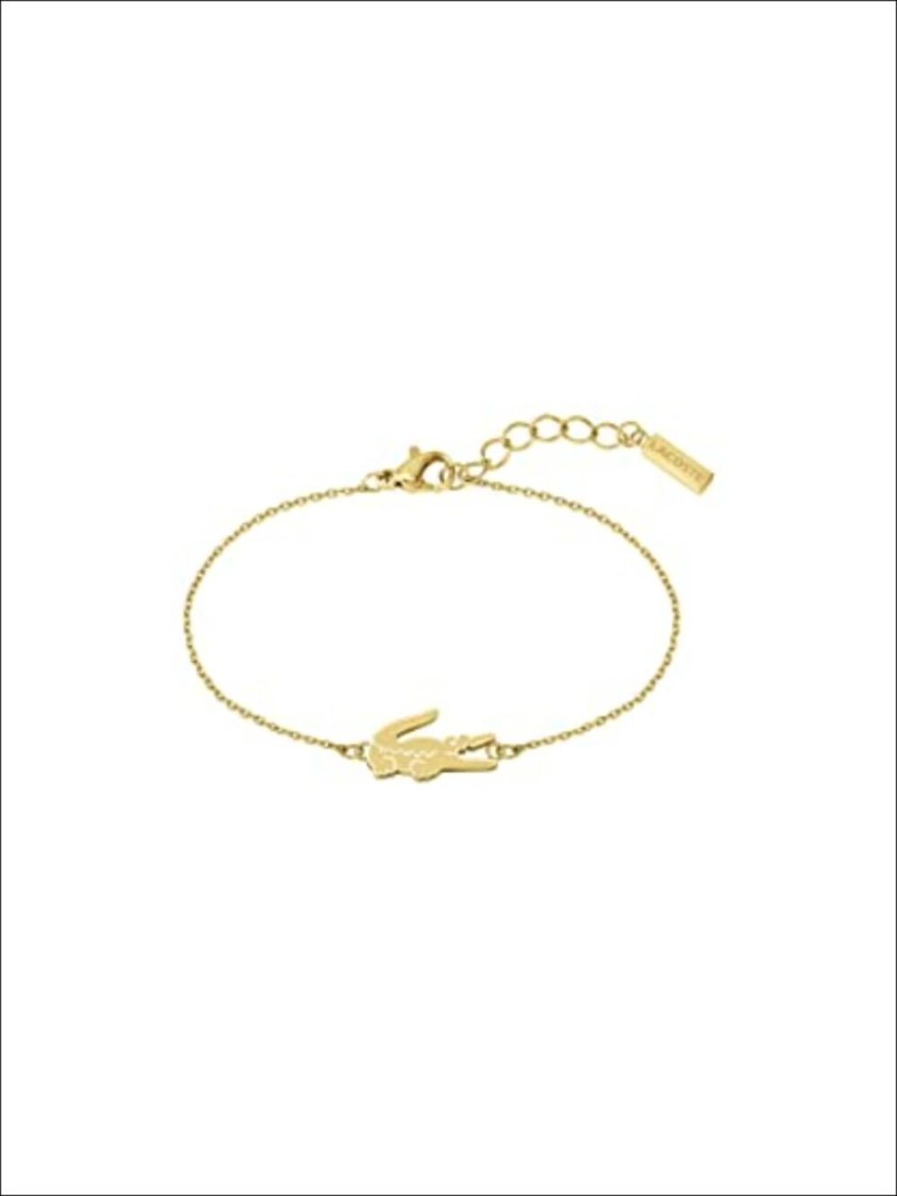 Gold Plated Stainless Steel Chain Bracelet with Crocodile Logo - Adjustable